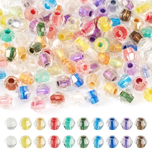 Beadthoven transparente Doppelkegel-Glasperlen, winzige, facettierte Kristallperlen, Glasperlen mit blickdichtem Innenkern für Schmuckherstellung, Ohrringe, Armbänder, Bastelarbeiten, bunt, 200 Stück von BB Beadthoven