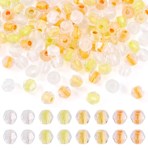 Beadthoven transparente Doppelkegel-Glasperlen, winzige, facettierte Kristallperlen, Glasperlen mit blickdichtem Innenkern für Schmuckherstellung, Ohrringe, Armbänder, DIY, Handwerk, Gelb, 200 Stück von BB Beadthoven