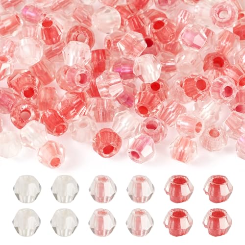 Beadthoven transparente Doppelkegel-Glasperlen, winzige, facettierte Kristallperlen, Glasperlen mit blickdichtem Innenkern für Schmuckherstellung, Ohrringe, Armbänder, DIY, Handwerk, Koralle, 200 von BB Beadthoven