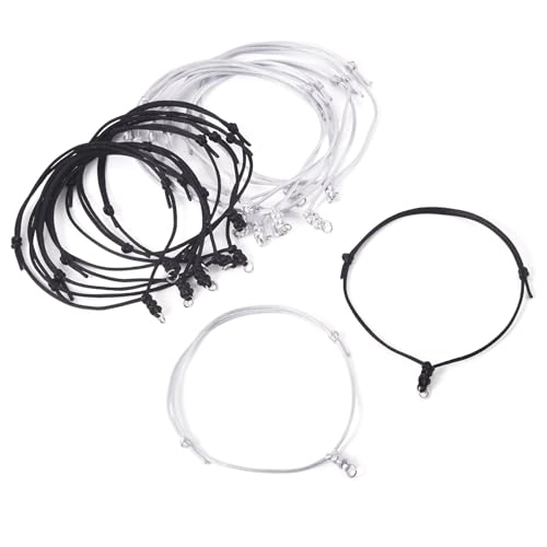 Beadthoven verstellbare Armbandschnur, halbfertig, Nylonschnur, Armbänder mit Biegering für Freundschaftsarmband, Schmuckherstellung, Schwarz und Weiß, 20 Stück Beadthoven verstellbare Armbandschnur, halbfertig, Nylonschnur, Armbänder mit Biegering für Freundschaftsarmband, Schmuckherstellung, Schwarz und Weiß, 20 Stück von BB Beadthoven