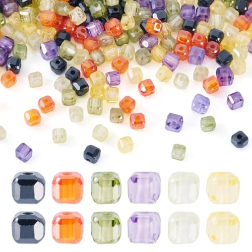 Beadthoven würfelförmige Zirkonia-Rocailles-Perlen, 6 Farben, 2,5 mm, facettierte, quadratische Kristall-Bastelperlen für Bastelarbeiten, Halsketten, Armbänder, Handy, Schlüsselband Beadthoven würfelförmige Zirkonia-Rocailles-Perlen, 6 Farben, 2,5 mm, facettierte, quadratische Kristall-Bastelperlen für Bastelarbeiten, Halsketten, Armbänder, Handy, Schlüsselband von BB Beadthoven