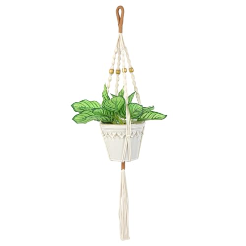 BB FUN HOUSE Pflanzenaufhänger für den Innenbereich, hängender Pflanzkorb mit Holzperlen, dekorativer Blumentopfhalter, keine Quasten, für drinnen und draußen, Boho-Heimdekoration, 89,9 cm (Töpfe BB FUN HOUSE Pflanzenaufhänger für den Innenbereich, hängender Pflanzkorb mit Holzperlen, dekorativer Blumentopfhalter, keine Quasten, für drinnen und draußen, Boho-Heimdekoration, 89,9 cm (Töpfe von BB FUN HOUSE