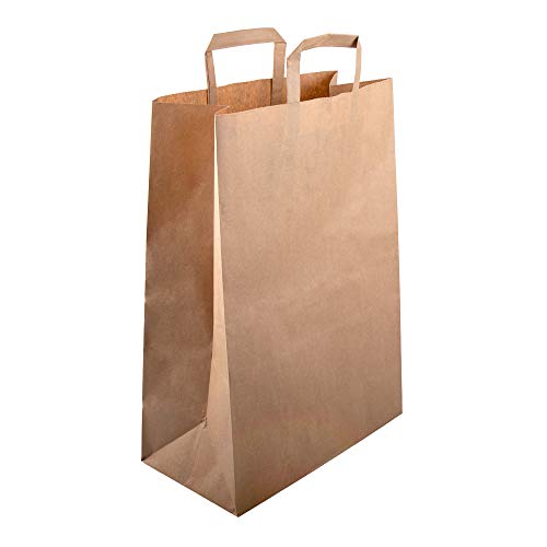 BB-Verpackungen 250 x Papiertragetaschen 320 + 160 x 450 mm (braun, stabile 80 g/m² Grammatur, Papiertüten, Geschenktüten) - Sets zwischen 250 bis 8000 Stück von BB-Verpackungen