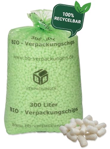 BB-Verpackungen 8x 300 Liter BIO-Verpackungschips BIG (8 Beutel) | antistatisches Füllmaterial, leichte Polsterchips und 100% biologisch abbaubar von BB-Verpackungen