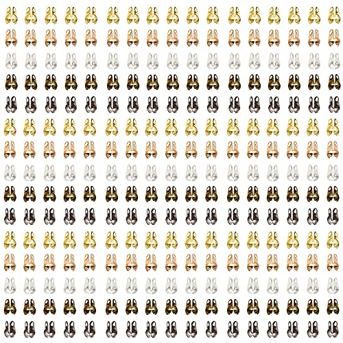 BBAOO Quetschperlen, 5 Farben 1000 Stück Kettenverschluss, Ketten Verschlüsse, Armband Verschluss, Endkappen Schmuck, für Halsketten Diy Schmuckherstellung, Gold/Silber/Gun Black/Kc Gold/Antique Cyan von BBAOO