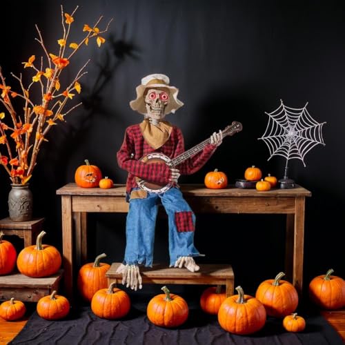 Animierte Halloween-Duell-Banjo-Skelette, gruselige Banjos, die Skelette mit leuchtenden Augen spielen, leuchtendes Skelett, Spielbanjo, Halloween-Dekoration, Gitarristen-Skelette für Halloween Animierte Halloween-Duell-Banjo-Skelette, gruselige Banjos, die Skelette mit leuchtenden Augen spielen, leuchtendes Skelett, Spielbanjo, Halloween-Dekoration, Gitarristen-Skelette für Halloween von BBASILIYSD