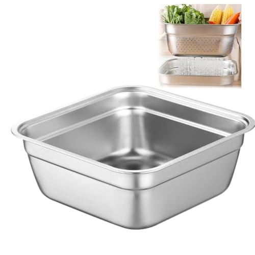BBASILIYSD Edelstahlwanne, Geschirrwanne, Gemüsewaschbecken, quadratisches Waschbecken, stabiler Korbboden, Smoo Gemüse waschen flach mit BBASILIYSD Edelstahlwanne, Geschirrwanne, Gemüsewaschbecken, quadratisches Waschbecken, stabiler Korbboden, Smoo Gemüse waschen flach mit von BBASILIYSD