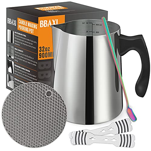 BBAXI Gießtopf zur Kerzenherstellung, DIY-Kerzenherstellungs-Set inkl. 900 ml Krug zur Kerzenherstellung, 2 Kerzendochthalter, 1 Untersetzermatte und 1 Löffel BBAXI Gießtopf zur Kerzenherstellung, DIY-Kerzenherstellungs-Set inkl. 900 ml Krug zur Kerzenherstellung, 2 Kerzendochthalter, 1 Untersetzermatte und 1 Löffel von BBAXI