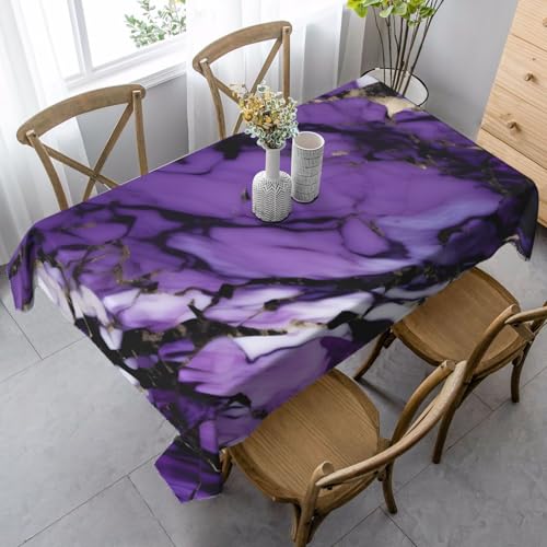 BBAytu Rechteckige Tischdecke für Küche, Esszimmer, Außenbereich, 89 x 140 cm, Marmor-Muster, Violett von BBAytu