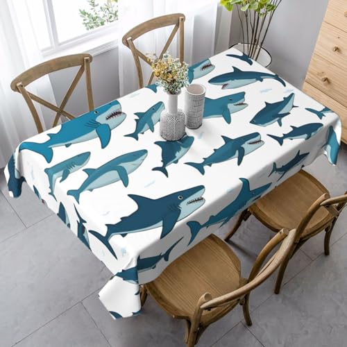 BBAytu Rechteckige Tischdecke mit Haifischmuster mit verschiedenen Gesten, 89 x 140 cm, für Küche, Esszimmer, Außenbereich BBAytu Rechteckige Tischdecke mit Haifischmuster mit verschiedenen Gesten, 89 x 140 cm, für Küche, Esszimmer, Außenbereich von BBAytu