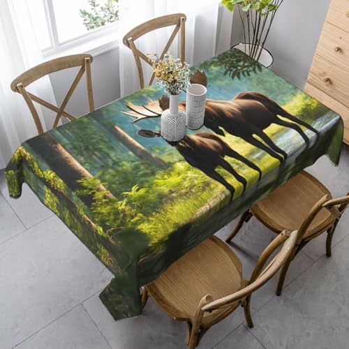 BBAytu Rechteckige Tischdecke mit Hirschbär-Elch-Druck, 89 x 140 cm, für Küche, Esszimmer, Außenbereich von BBAytu