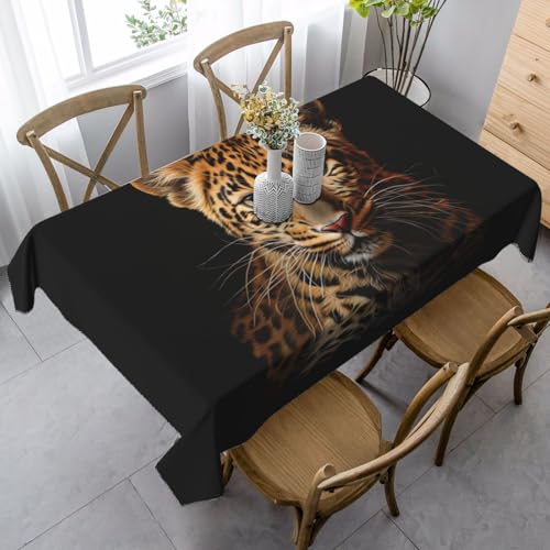 BBAytu Rechteckige Tischdecke mit Leopardenmuster, 89 x 140 cm, für Küche, Esszimmer, Außenbereich von BBAytu