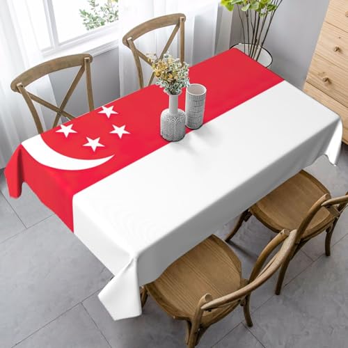 BBAytu Rechteckige Tischdecke mit Singapur-Flagge, 89 x 140 cm, für Küche, Esszimmer, Außenbereich von BBAytu