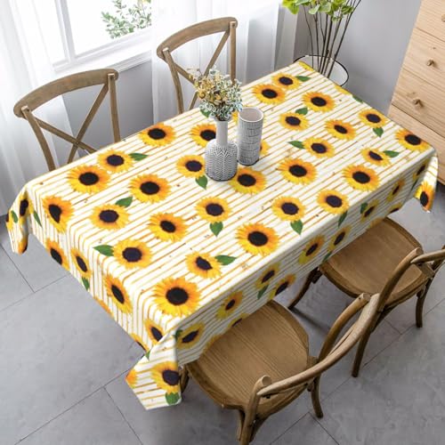 BBAytu Rechteckige Tischdecke mit Sonnenblumenmuster, 89 x 140 cm, für Küche, Esszimmer, Außenbereich von BBAytu