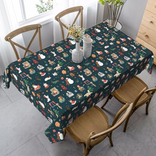 BBAytu Rechteckige Tischdecke mit Weihnachtsmann-Motiv, 89 x 140 cm, für Küche, Esszimmer, Außenbereich von BBAytu