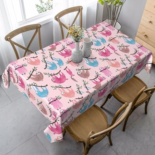 BBAytu Rechteckige Tischdecke mit frechem Faultier-Druck, 89 x 140 cm, für Küche, Esszimmer, Außenbereich von BBAytu