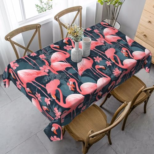 BBAytu Rechteckige Tischdecke mit pinkem Flamingo-Druck, 89 x 140 cm, für Küche, Esszimmer, Außenbereich von BBAytu