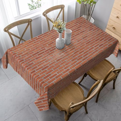 BBAytu Rechteckige Tischdecke mit rotem Ziegelmauer-Texturdruck, vielseitig, 89 x 140 cm, für Küche, Esszimmer, Außenbereich von BBAytu