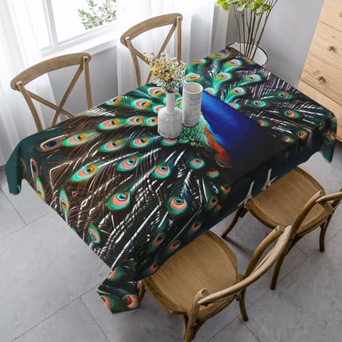 BBAytu Rechteckige Tischdecke mit schönem Pfauenmuster, 89 x 140 cm, für Küche, Esszimmer, Außenbereich von BBAytu