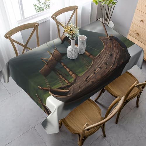 BBAytu Vikings Tischdecke, Motiv: Boot, vielseitig, 89 x 140 cm, rechteckig, für Küche, Esszimmer, Außenbereich von BBAytu