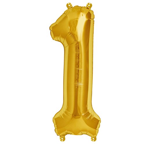 ballonfritz® Ballon Zahl 1 in Gold - XXL 40"/102cm - Folienballon für Luft oder Helium als Geburtstag, Jubiläum, Hochzeit oder Abschluss Geschenk, Party Dekoration oder Überraschung von ballonfritz