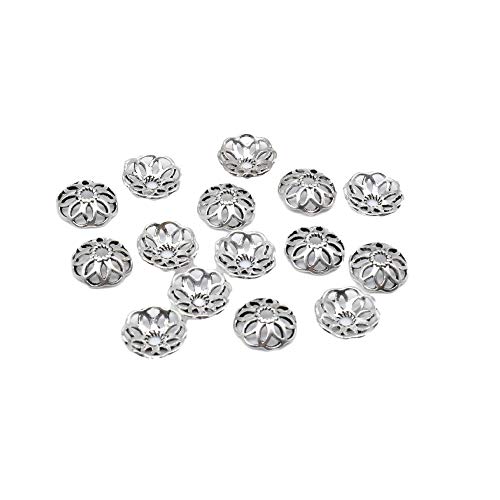 BBDMind 15 runde Perlenkappen aus Sterlingsilber, 9 mm x 1,5 mm von BBDMind