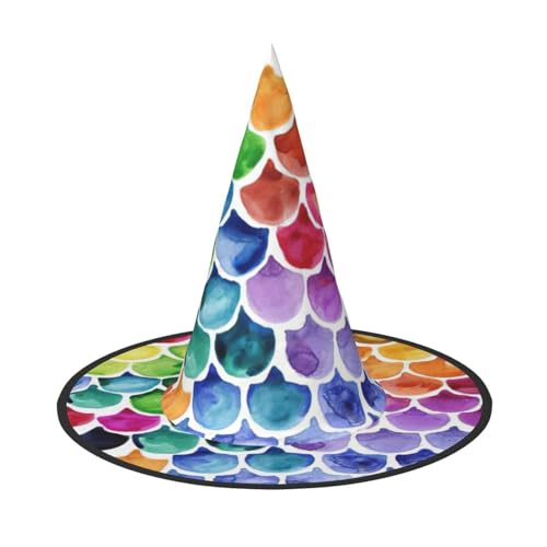BBEXJIGY Meerjungfrau Fischschuppen Druck Oxford Tuch Halloween Hexenhut Faltbar für Halloween Karneval Rollenspiel von BBEXJIGY