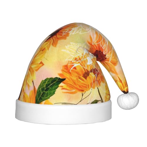 BBEXJIGY Schöne Sonnenblumen-bedruckte Weihnachtsmütze, weich und bequem, kleiner Kopfhut, unverzichtbar für die Weihnachtszeit von BBEXJIGY