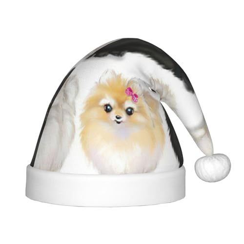 BBEXJIGY Weiche und bequeme Weihnachtsmütze mit Grafikdruck von Pomeranian von BBEXJIGY