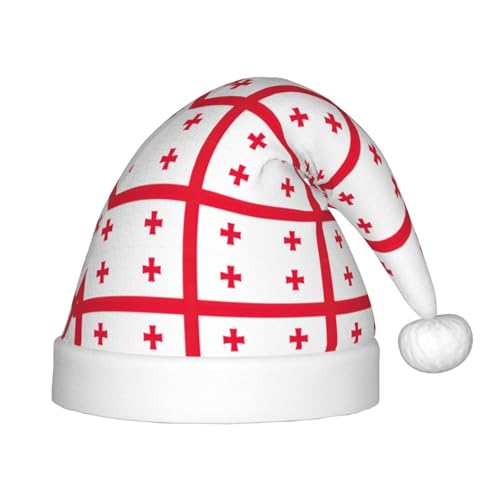 BBEXJIGY Weihnachtsmütze mit Georgia-Flagge, weich und bequem, kleiner Hutkopf, unverzichtbar für die Weihnachtszeit von BBEXJIGY