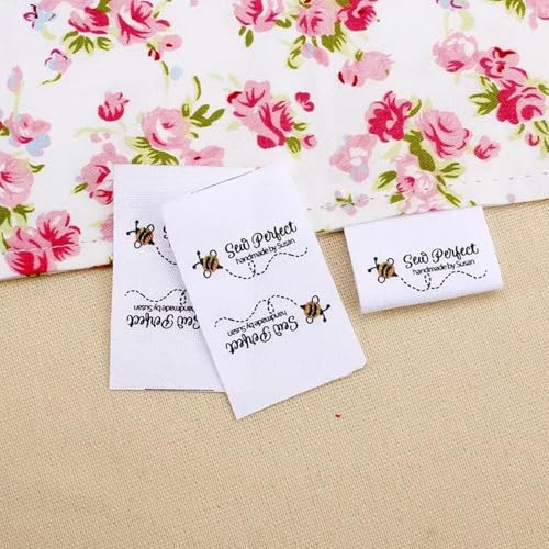 Personalisierte Nähetiketten For Handgefertigte Artikel, Individuelle Kleidungsetiketten, Handgemachtes Baumwolletikett Mit Logo Oder Text, Markenetiketten, Faltetiketten, Nähzubehör(A,20 Pcs) von BBGDP