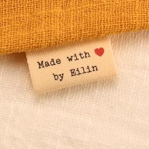 Personalisierte Nähetiketten For Handgefertigte Artikel, Individuelle Kleidungsetiketten, Handgemachtes Baumwolletikett Mit Logo Oder Text, Markenetiketten, Faltetiketten, Nähzubehör(C,100 Pcs) von BBGDP