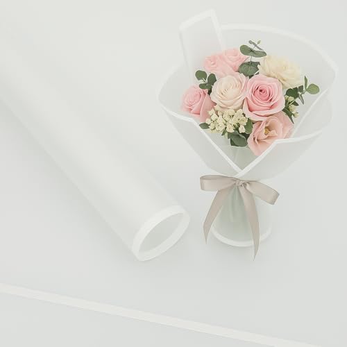 BBJ WRAPS Geschenkpapier mit mattierten Blumen, weiße Linien, Geschenkverpackung, Floristen, Blumenstrauß, 20 Stück (weiß) von BBJ WRAPS