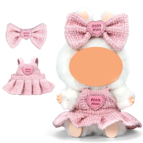 BBLIKE Puppe Kleidung Set 17cm Puppe Outfit La Bubu Pink Clothing Rosa Kleid mit Schleifenhaarschmuck Lapuppe Zubehör puppes Puppenkleidung für Puppe Kuscheltier für Sammler Geschenk von BBLIKE