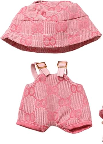 BBLIKE Puppe Kleidung Set Rosa Overall mit Mütze für 17cm Puppe Plüschpuppe Einteiliges Outfit ohne Klettverschluss Weiches Puppenzubehör für Sammler & Geschenke von BBLIKE