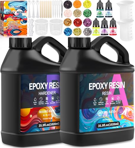 BBLTIFF Epoxidharz, 2.04L Kunstharz Gießen Set, 1:1 Verhältnis Epoxidharz Set Anfänger mit Farbe, Holzstab, Löffel, Fäustling, Messbecher, Pinzette, Glitzerpulver Geliefert, für Handwerk DIY-Schmuck BBLTIFF Epoxidharz, 2.04L Kunstharz Gießen Set, 1:1 Verhältnis Epoxidharz Set Anfänger mit Farbe, Holzstab, Löffel, Fäustling, Messbecher, Pinzette, Glitzerpulver Geliefert, für Handwerk DIY-Schmuck von BBLTIFF