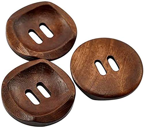 10 strukturierte Holzknöpfe 30mm rund 2-Loch braun Holzknopf basteln (Braun-30mm) von BBly