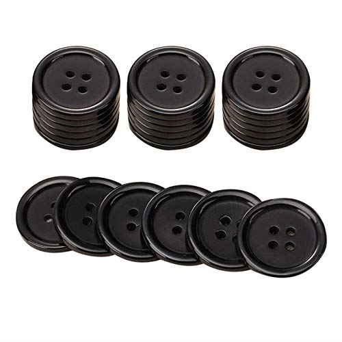Knöpfe Schwarz 20 mm, 4 Löcher, Schwarz, 20 Stück, Packung mit 20 Stück (Schwarz-20mm) von BBly