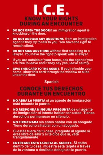 50 Stück Know Your Constitutional Rights Card Red Card Immigration Rights When You're Stoped by CE Law Enforcement or by Police Interaction FBI Basic Freedoms (10,2 x 15,2 cm) von BBRGIRL