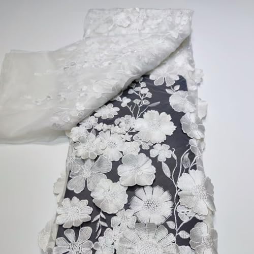 BBTISG 3D Bestickter Blumenspitzenstoff, 130 x 91cm Vintage Spitzenstoff Stickapplikation Bänder für Selbstgemachte Hochzeitskleid, Basteln, Heimdekoration (B) von BBTISG