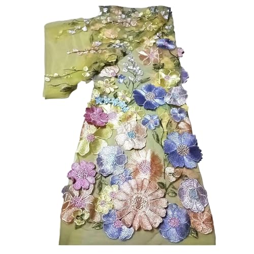 3D-bestickter Blumenspitzenstoff, 130 x 91 cm, Vintage-Spitzenstoff, Stickapplikation, Bänder für Heimwerker, Hochzeitskleid, Handwerk, Heimdekoration (T) von BBTISG