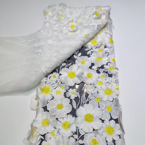 BBTISG 3D Bestickter Blumenspitzenstoff, 130 x 91cm Vintage Spitzenstoff Stickapplikation Bänder für Selbstgemachte Hochzeitskleid, Basteln, Heimdekoration (D) von BBTISG