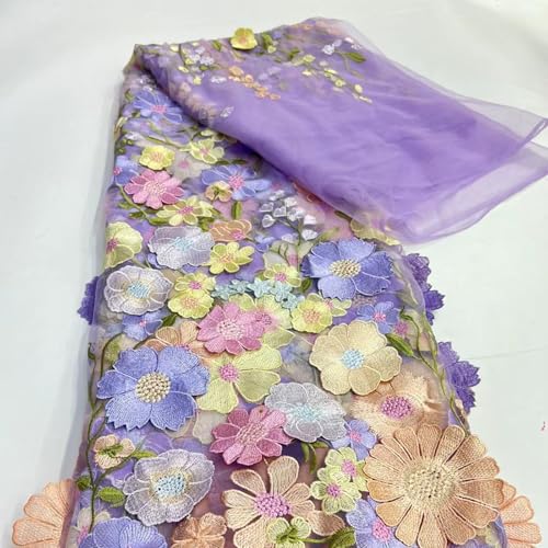 3D-bestickter Blumenspitzenstoff, 130 x 91 cm, Vintage-Spitzenstoff, Stickapplikation, Bänder für selbstgemachte Hochzeitskleid, Basteln, Heimdekoration (P) von BBTISG