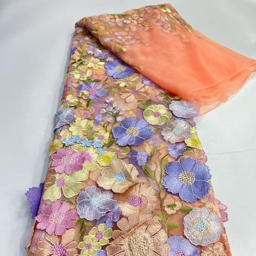 3D bestickter Blumenspitzenstoff, 130 x 91 cm, Vintage-Spitzenstoff, Stickapplikation, Bänder für selbstgemachte Hochzeitskleid, Basteln, Heimdekoration (R) von BBTISG