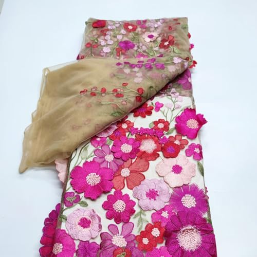 BBTISG 3D Bestickter Blumenspitzenstoff, 130 x 91cm Vintage Spitzenstoff Stickapplikation Bänder für Selbstgemachte Hochzeitskleid, Basteln, Heimdekoration (E) von BBTISG
