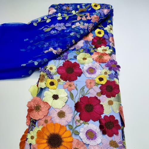 BBTISG 3D Bestickter Blumenspitzenstoff, 130 x 91cm Vintage Spitzenstoff Stickapplikation Bänder für Selbstgemachte Hochzeitskleid, Basteln, Heimdekoration (G) von BBTISG