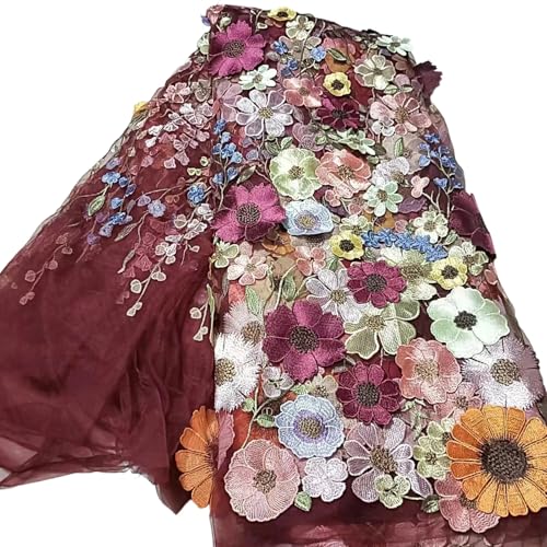 3D-bestickter Blumenspitzenstoff, 130 x 91 cm, Vintage-Spitzenstoff, Stickapplikation, Bänder für selbstgemachte Hochzeitskleid, Handwerk, Heimdekoration (K) von BBTISG