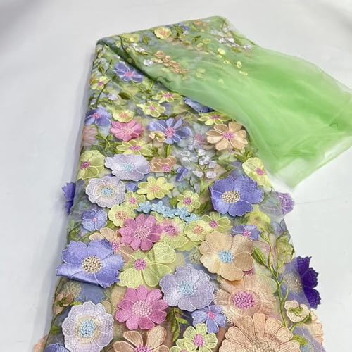 3D bestickter Blumenspitzenstoff, 130 x 91 cm, Vintage-Spitzenstoff, Stickapplikation, Bänder für selbstgemachte Hochzeitskleid, Handwerk, Heimdekoration (S) von BBTISG