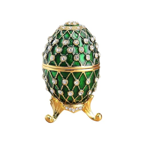 BBTISG Runde Vintage-Schmuckschatulle, kleine Schmuckschatulle, Emaille, eleganter Schmuck-Organizer für Ringe, Ohrringe, Halsketten, Emaille, bemalte Ornamente, Heimdekoration (grün) von BBTISG