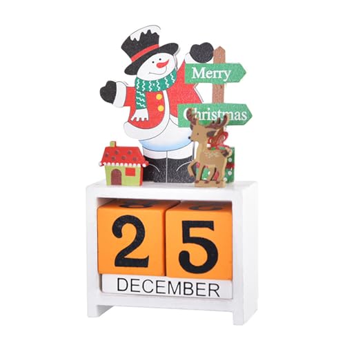 BBTISG Weihnachten Adventskalender Block, Holz Weihnachten Countdown Kalender Xmas Holzkalender Fotografie Requisiten Weihnachten Tischplatte Ornamente (Weiß) von BBTISG
